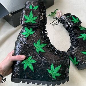 Dolls Kill Glitter Leaf Traitor Boots